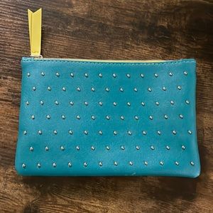 Ipsy Cosmetic Case * 7" x 5" * Blue/green color with metal design